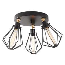 Oylat 3 Light Metal Ceiling Light in Black - UK