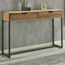 Ozark Small Wooden Console Table With 2 Drawers In Black Oak - UK