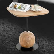 Ozark Wooden Square End Table In Oak Black - UK