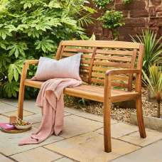Ozone Outdoor Wooden 2 Seater Bench in Natural - UK