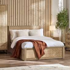 Pabla Wooden Storage Ottoman Double Bed In Oak - UK