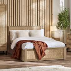 Pabla Wooden Storage Ottoman King Size Bed In Oak - UK