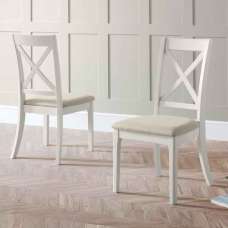 Pacari Ivory Wooden Dining Chairs in Pair - UK