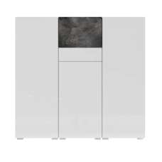 Pacific High Gloss Sideboard With 4 Doors In White And Slate - UK
