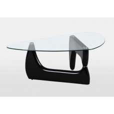 Pacari Clear Glass Coffee Table With Black High Gloss Base - UK