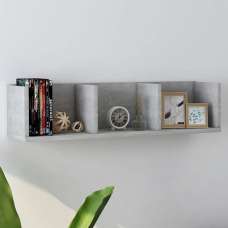 Pacorro Wooden Wall Shelf With 3 Compartment In Concrete Effect - UK