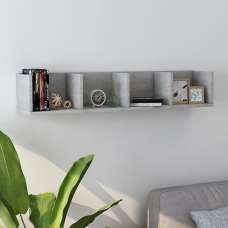 Pacorro Wooden Wall Shelf With 4 Compartment In Concrete Effect - UK