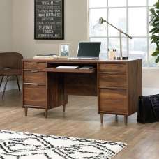 Palais Wooden Computer Desk In Walnut With 6 Drawers - UK