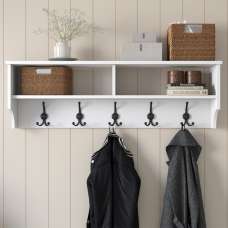 Palero Rectangular Wooden Coat Rack in White - UK