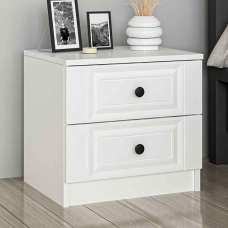 Palero Wooden Bedside Cabinet With 2 Drawers in White - UK