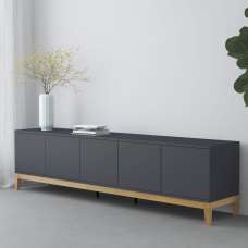 Palladium Wooden TV Stand with 5 Doors in Grey and Wotan Oak - UK