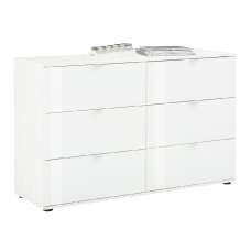 Palmer Wooden Chest Of 6 Drawers With Glass Fronts In Matt White - UK