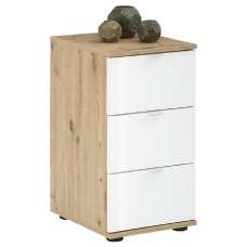 Palmer Wooden Office Pedestal With 3 White Glass Drawers In Pine - UK