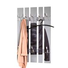 Palos Wooden Wall Hung 8 Hook Coat Rack In Leather Jacket Print - UK