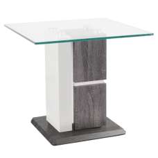 Pamplona Glass End Table With Dark Grey Wooden Base - UK