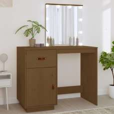 Panas Pinewood Dressing Table In Honey Brown With LED Lights - UK