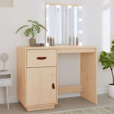 Panas Pinewood Dressing Table In Natural With LED Lights - UK