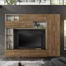 Pandora Wooden Entertainment Unit In Cashmere And Mercure Oak - UK