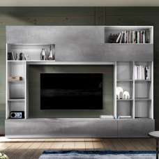Pandora Wooden Entertainment Unit In White And Cement - UK