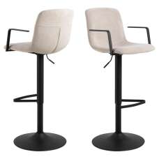 Paoli Beige Fabric Bar Chairs With Steel Base In Pair - UK
