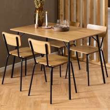Paoli Wooden Rectangular Dining Table With 4 Chairs In Oak - UK