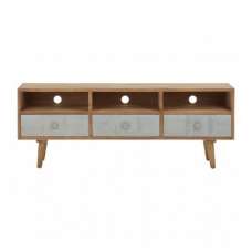 Papeka Wooden TV Stand With 3 Drawers In Natural And Whitewash - UK