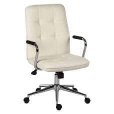 Papillion Leather Home And Office Chair In White - UK
