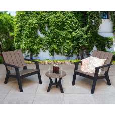 Paramus Plastic Garden Lounge Set In Black And Grey - UK