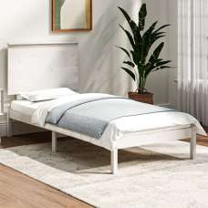 Parees Solid Pinewood Single Bed In White - UK