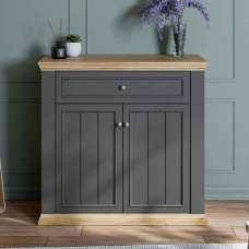 Parenzo Wooden Sideboard with 2 Doors 1 Drawer in Wolfram Grey and Mauvella Oak - UK