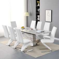 Parini Large Extending Magnesia Dining Table 8 Demi White Chairs - UK