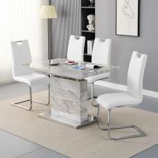 Parini Small Extending Magnesia Dining Table 4 Petra White Chairs - UK