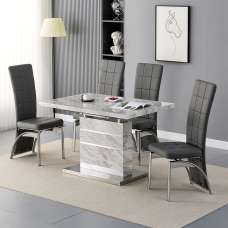 Parini Small Extending Magnesia Dining Table 4 Ravenna Grey Chairs - UK