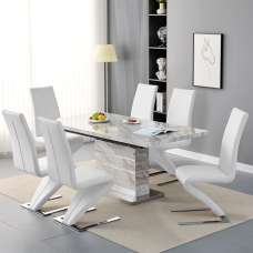 Parini Small Extending Magnesia Dining Table 6 Demi White Chairs - UK