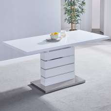 Parini Small Extending High Gloss Dining Table In White - UK