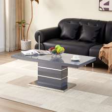 Parini High Gloss Coffee Table In Grey With Glass Top - UK