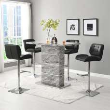 Parini Melange Marble Effect Bar Table 4 Candid Black Stools - UK