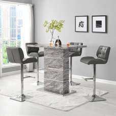 Parini Melange Marble Effect Bar Table 4 Candid Grey Stools - UK