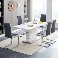 Parini Small Extending White Dining Table 4 Symphony Black Chairs - UK