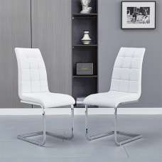 Paris White Faux Leather Dining Chairs In Pair - UK