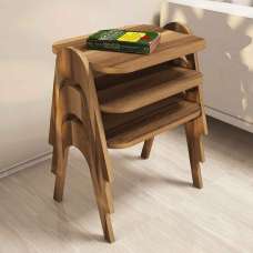 Paris Wooden Nesting Side Tables in Walnut - UK
