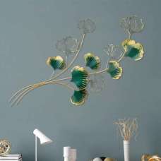 Parklane Metal biloba leaves Wall Art in Green and Gold - UK