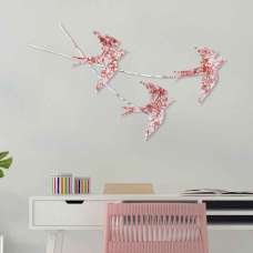 Parklane Metal Flying Bird Wall Art in Red and White - UK