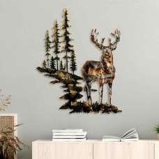 Parklane Metal Grand Bucks Wall Art in Brown and Yellow - UK