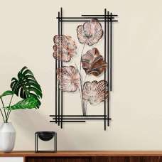 Parklane Metal Linear Leaf Wall Art in Brown and Black - UK