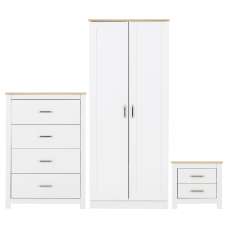 Parnu Wooden Bedroom Furniture Set With 2 Doors In White And Oak - UK