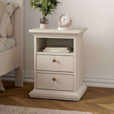 Paroya Wooden Bedside Cabinet with 2 Drawers in Cashmere - UK
