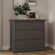 Paroya Wooden Chest Of 4 Drawers In Matt Grey - UK