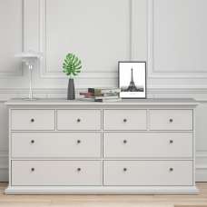 Paroya Wooden Chest Of 8 Drawers In White - UK