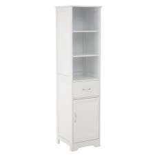 Partland Wooden Tall Bathroom Storage Cabinet In White - UK
